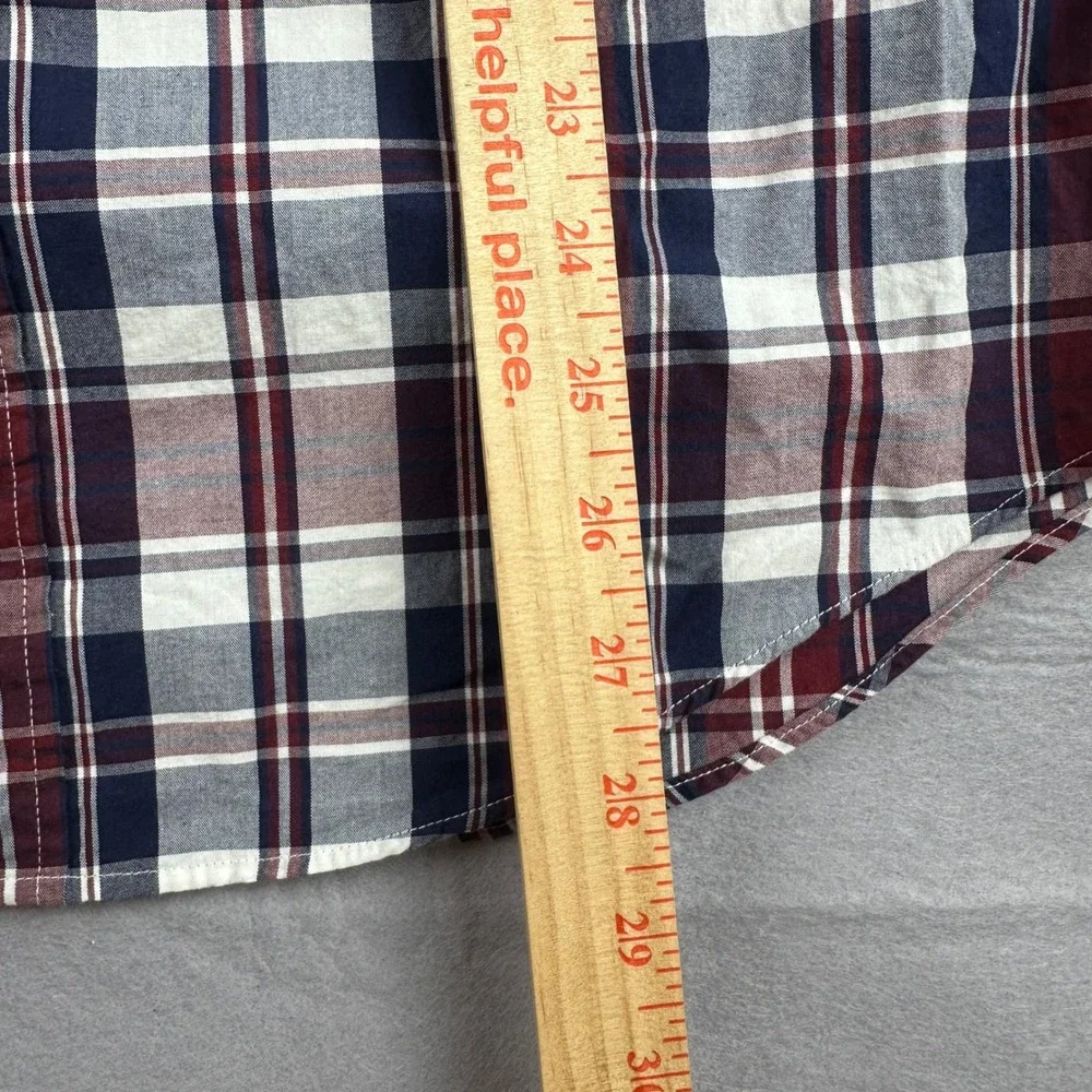 J.Crew Mercantile Flex Mens Small Plaid Button Down Shirt Burgundy Navy NEW - Picture 6 of 8